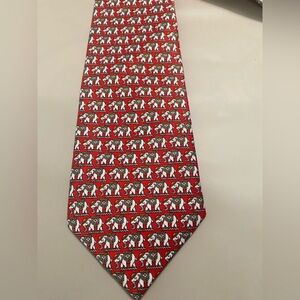 Red Silk Elephant Patterned Tie by Sam Well Thailand International
